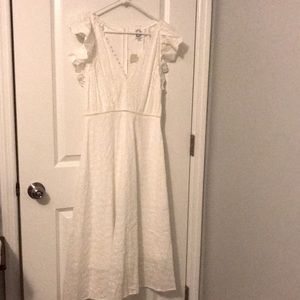 Blue rain long white dress